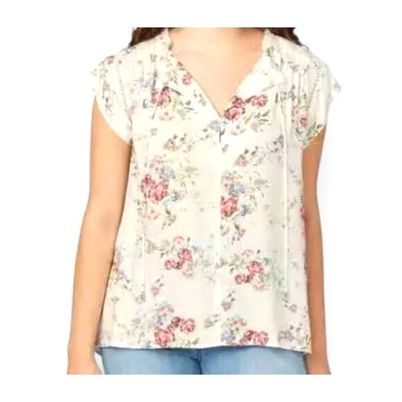 Buffalo David Bitton Flutter Sleeve Floral Top - Size XL - Picture 1 of 6